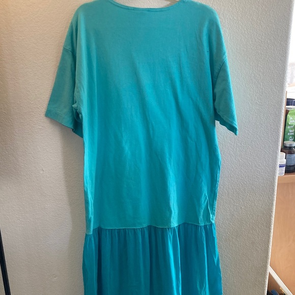 Johnny Was Turquoise embroidered Maxi Dress 100%cotton lagenlook L - Picture 5 of 6